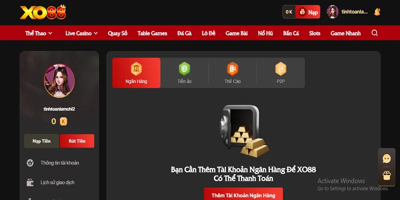 Rút tiền XO88 Win đa dạng phương thức, thủ tục đơn giản Rút tiền XO88 Win đa dạng phương thức, thủ tục đơn giản